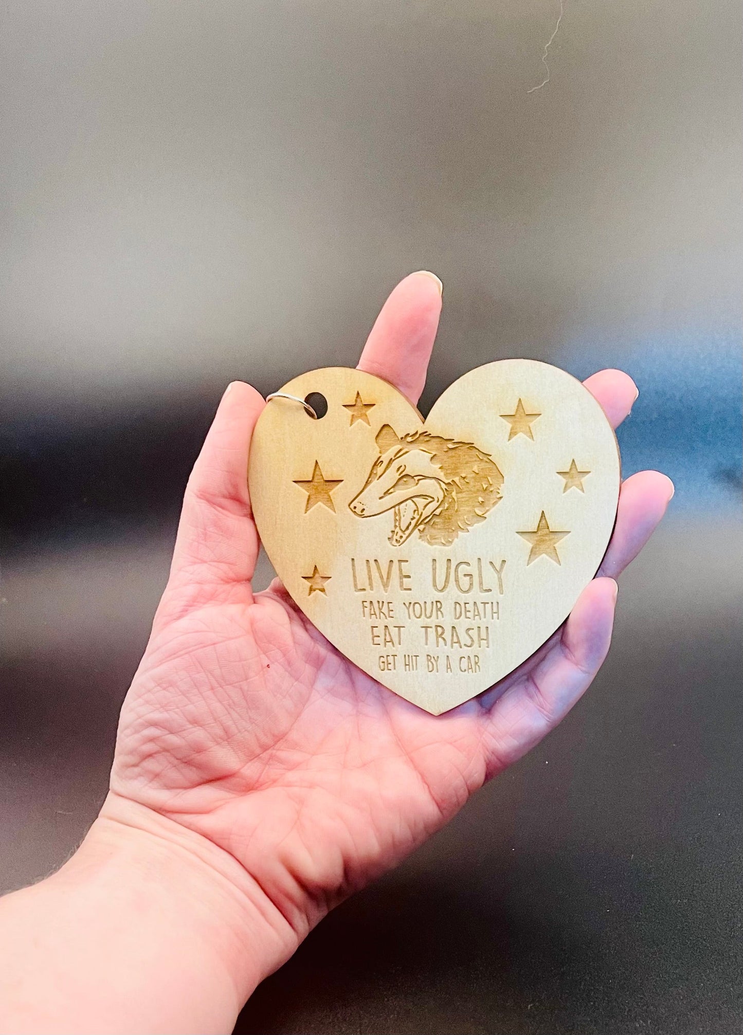 Live Ugly - Possum Wisdom Keychain