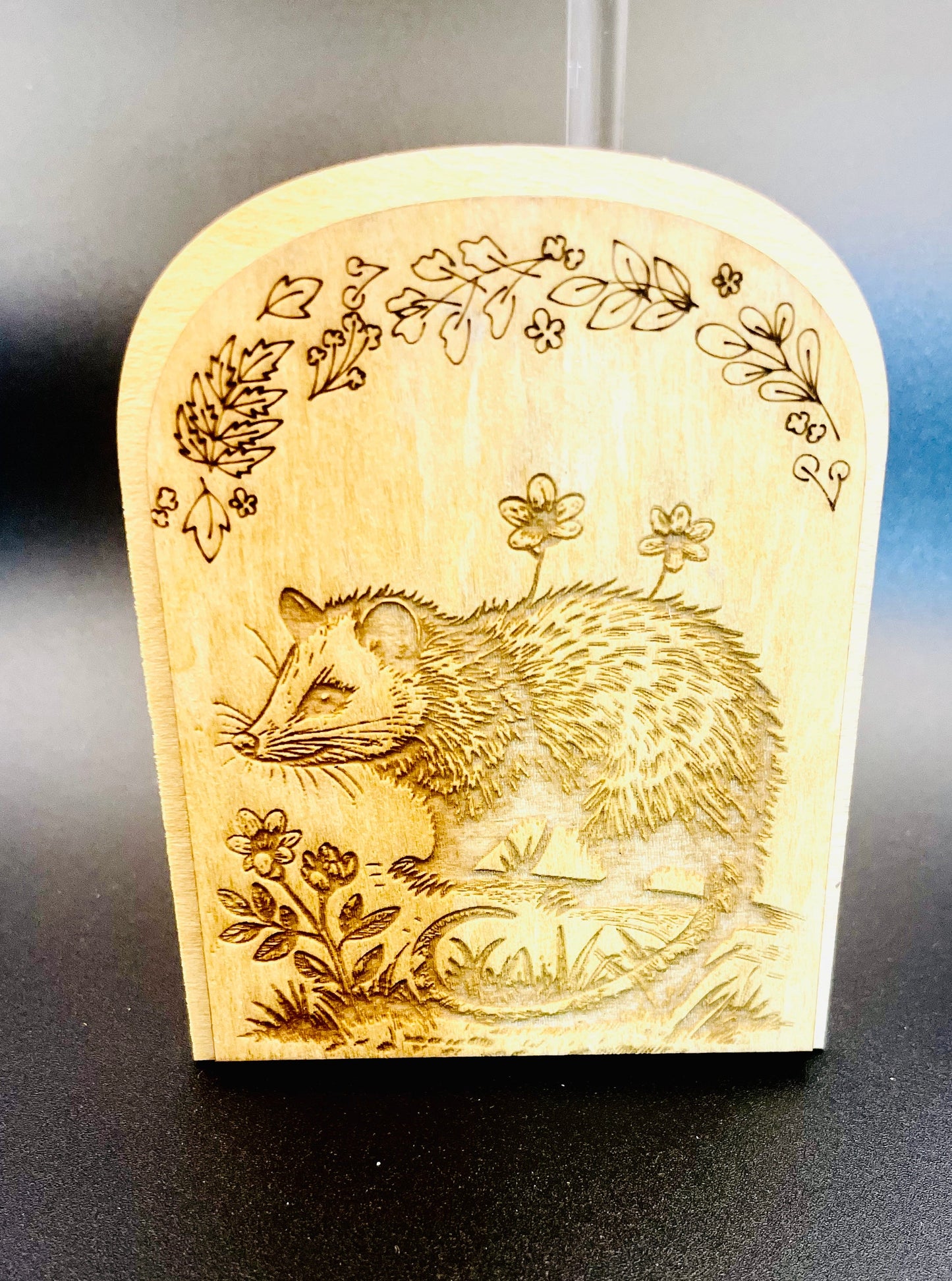 Botanical Possum Garden Wall Art - Laser Engraved Wood