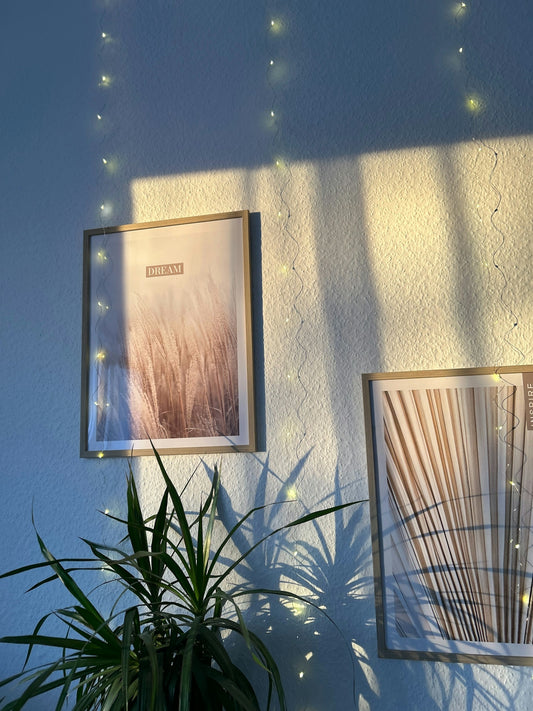 a couple of pictures hanging on the side of a wall