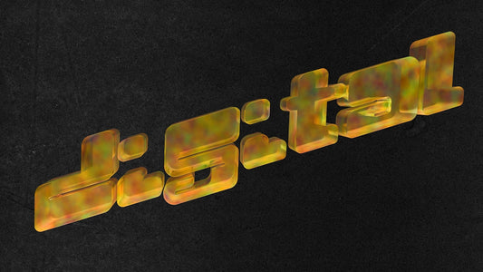 3D text that says digital with fiery texture
