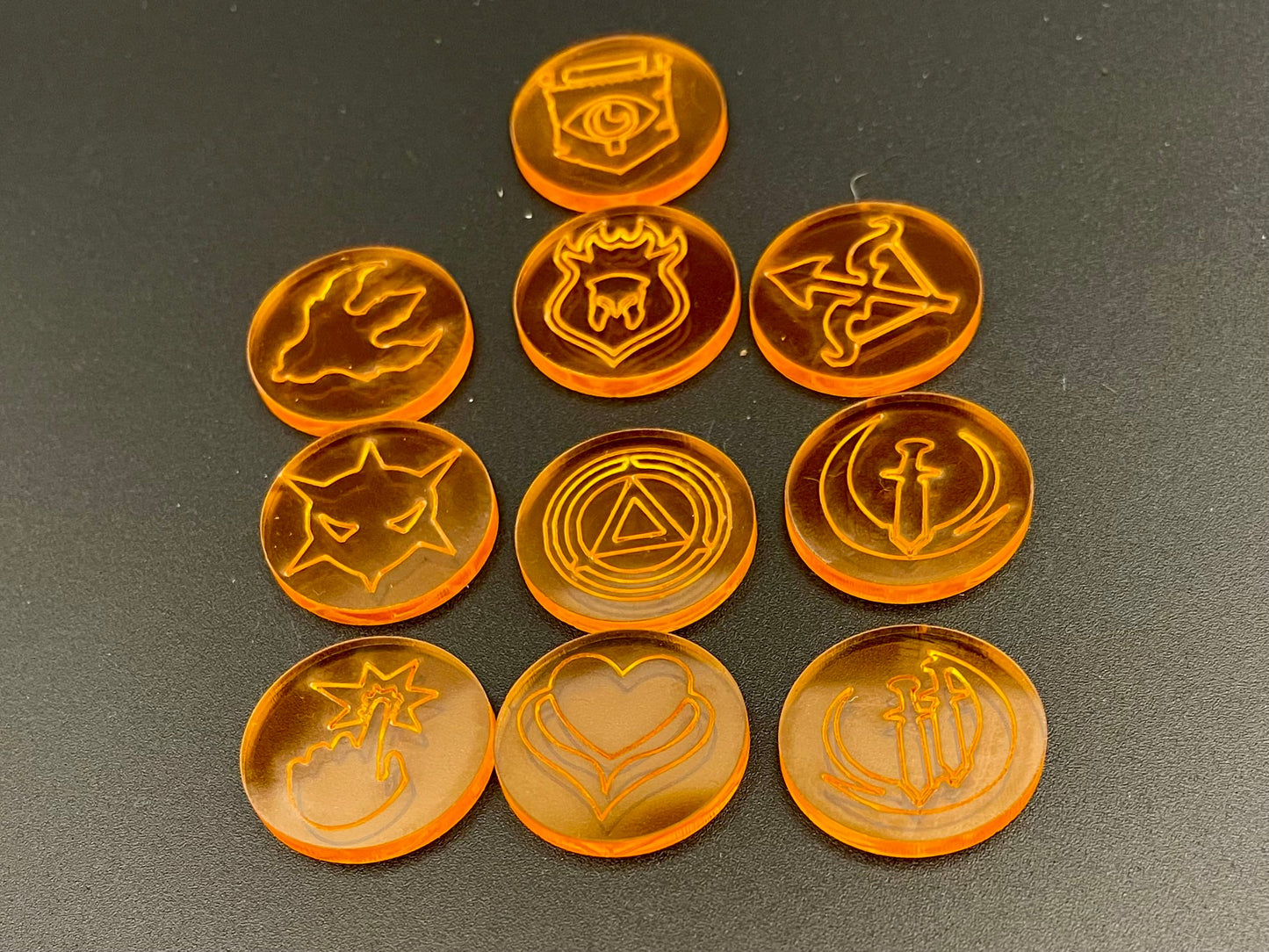 Fantasy Status Token Set - Laser Engraved Acrylic Gaming Tokens