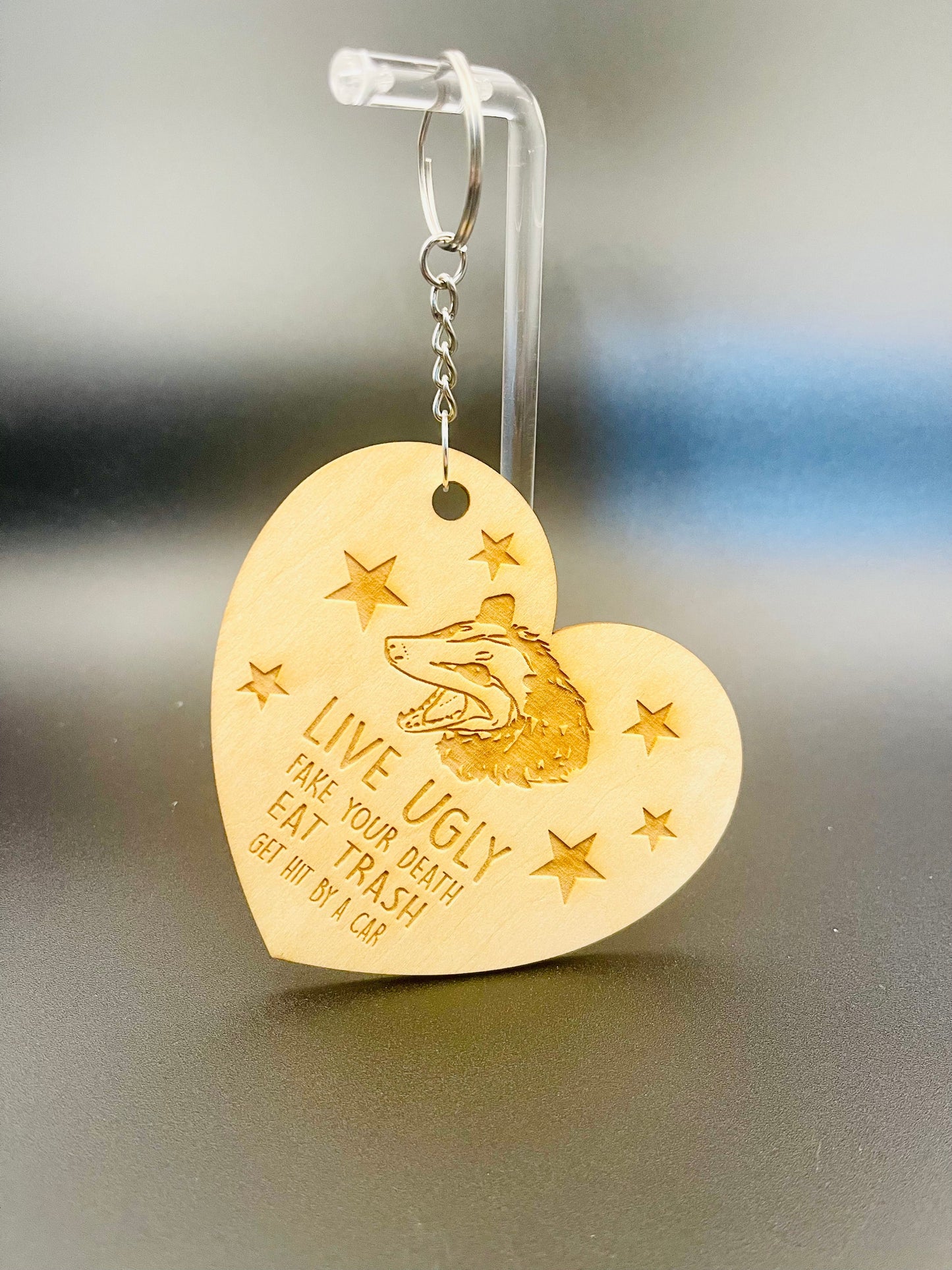 Live Ugly - Possum Wisdom Keychain