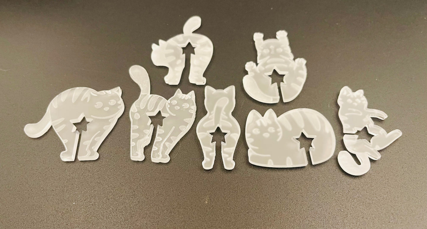 Cat Silhouette Acrylic Bread Ties & Bag Holders - 7 Piece Set