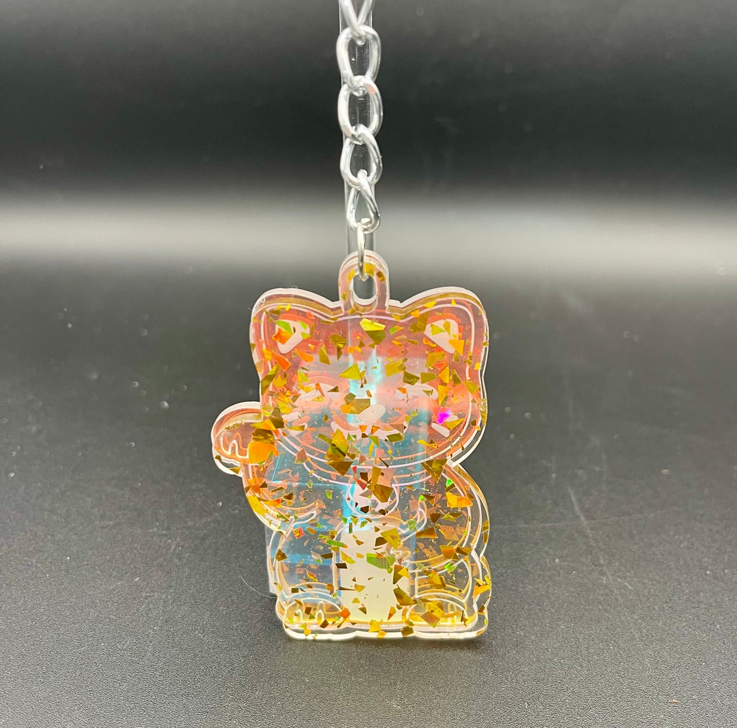 Holographic Lucky Cat Bag Charm - Maneki Neko Keychain