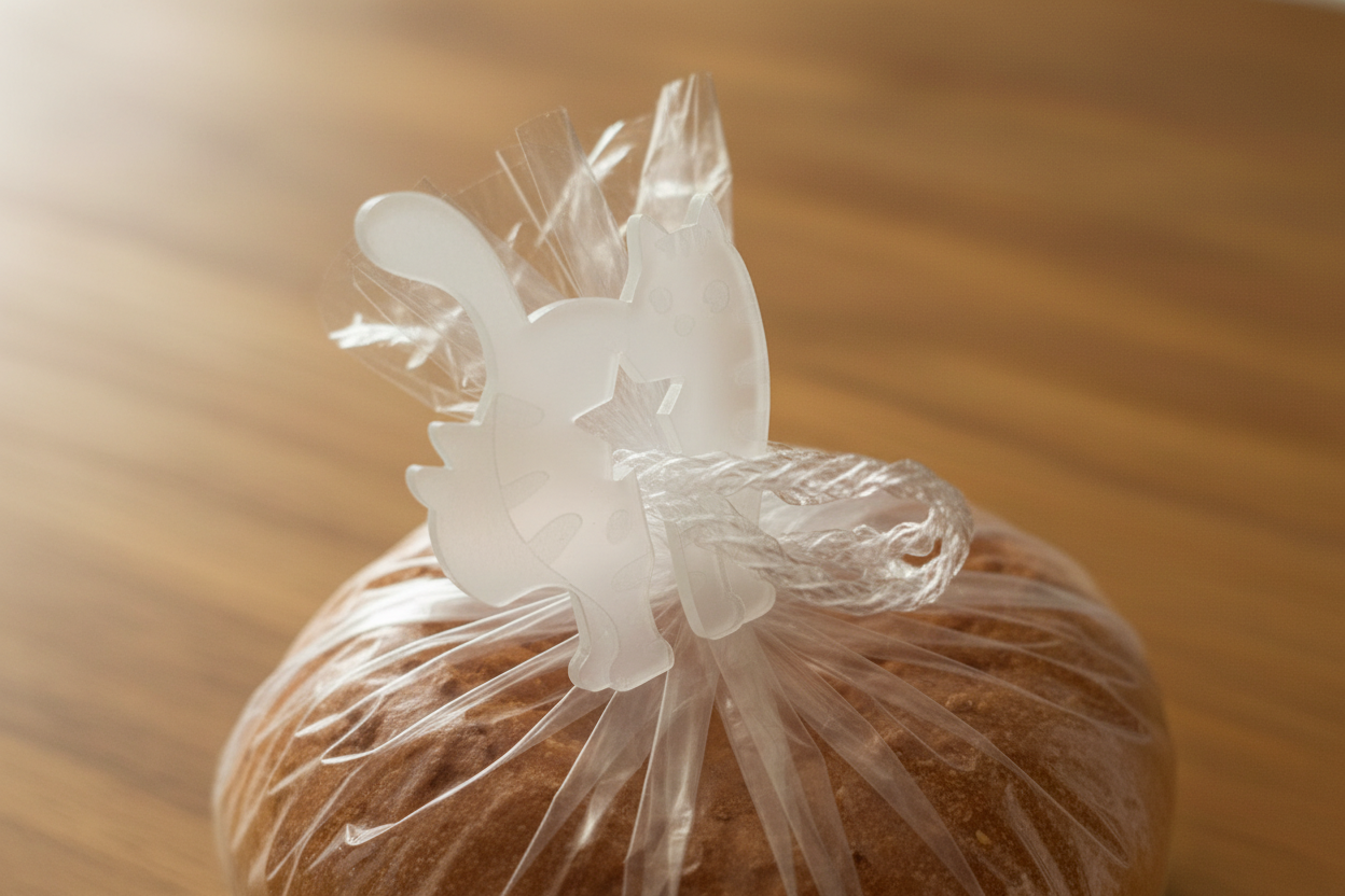 Cat bread tie demonstrating star cutout functionality