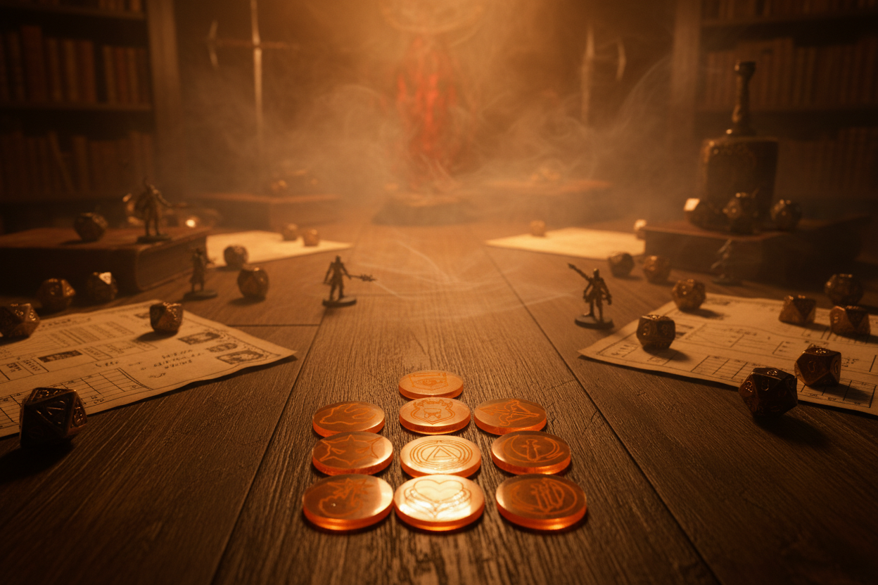 Fantasy Status Token Set - Laser Engraved Acrylic Gaming Tokens