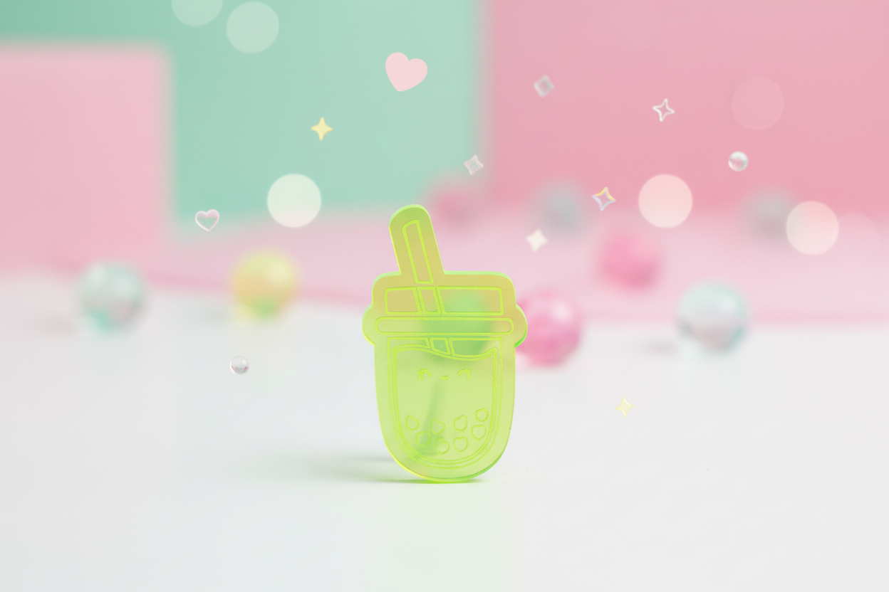 Kawaii Boba Tea Charm - Pastel Scene
