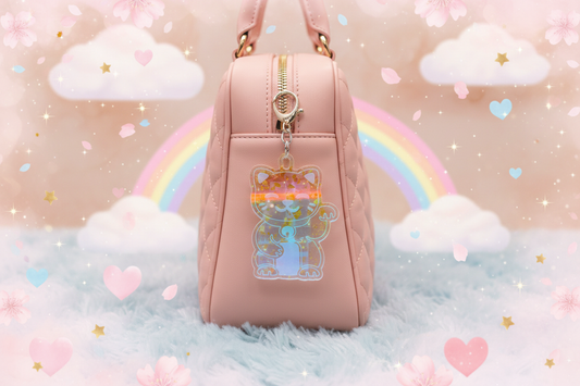 Lucky Cat Bag Charm in Kawaii Setting