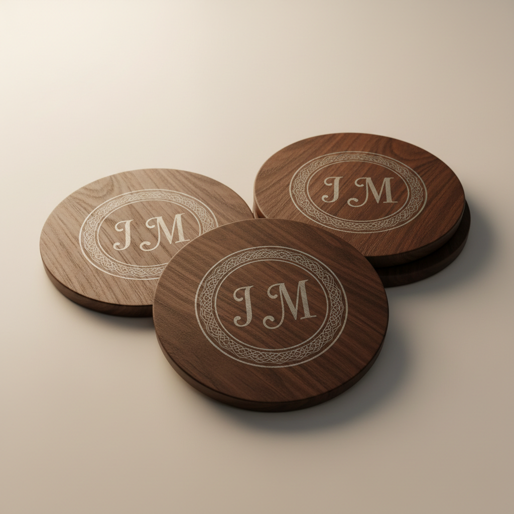 Small Walnut Wood Coasters - Simple Design