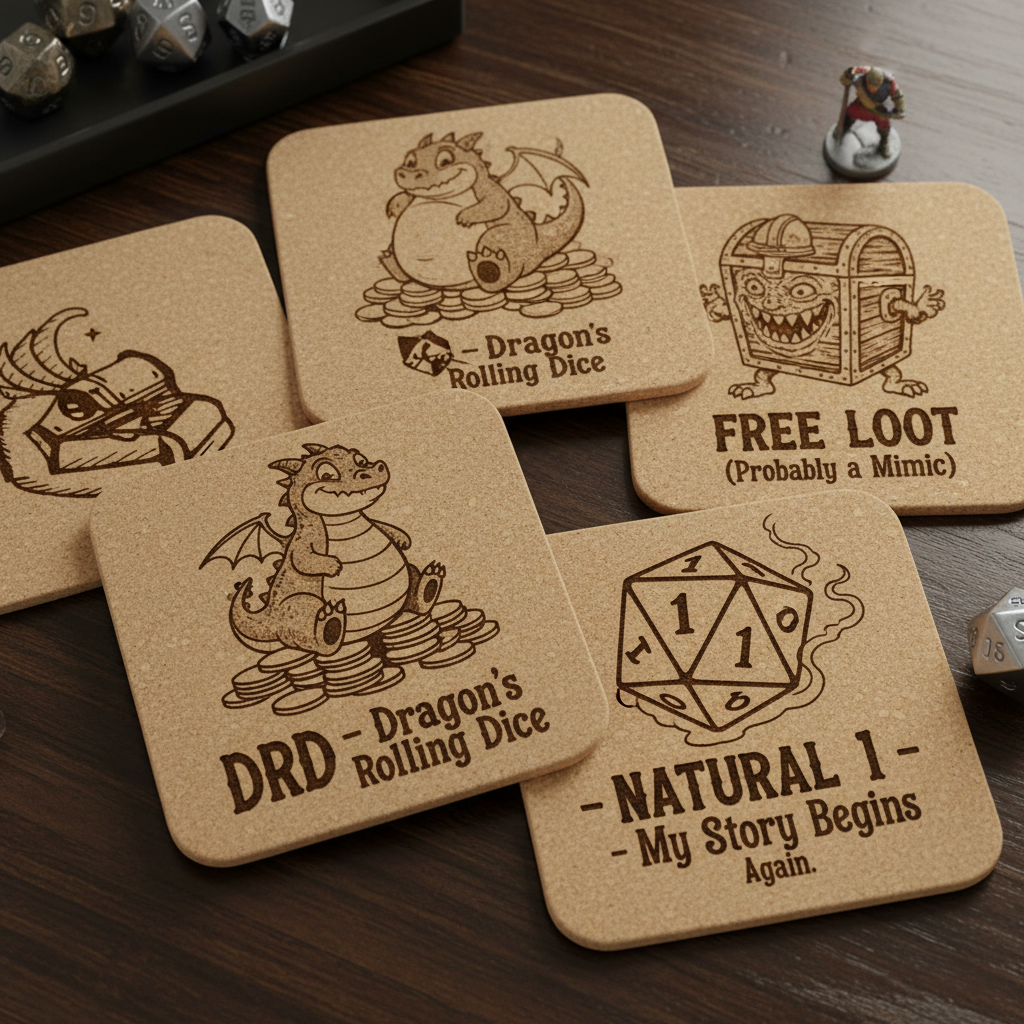 Square Cork Coasters with Comical Designs